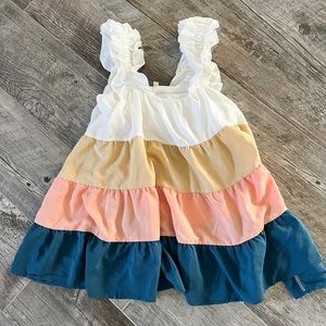 Multicolor Striped Ruffle Tank Blouse